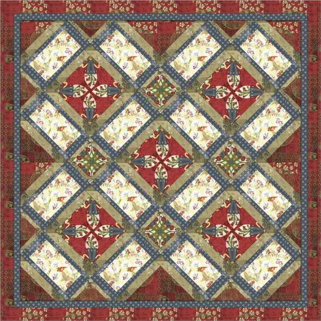 Garden windows quilt in red