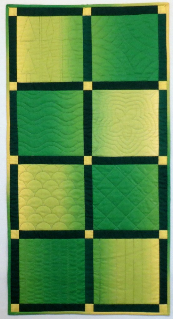 Green Beginning Machine quilting class sample