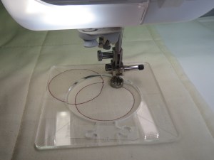 circle template in place for stitching
